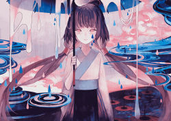 Rule 34 | 1girl, chinese clothes, hanfu, luo tianyi, rain, satsuyu ito, solo, twintails, umbrella, vocaloid, water, water drop