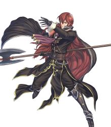 Rule 34 | 1boy, armor, armored boots, axe, boots, fire emblem, fire emblem: mystery of the emblem, fire emblem heroes, full body, gloves, highres, izuka daisuke, long hair, male focus, misheil (fire emblem), nintendo, official art, red eyes, red hair, solo, transparent background, weapon