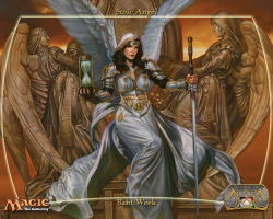 Rule 34 | angel, artist request, black hair, hourglass, magic: the gathering, stoic angel, sword, tagme, weapon, wings
