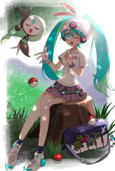 Rule 34 | creatures (company), game freak, gen 5 pokemon, hatsune miku, highres, legendary pokemon, long hair, meloetta, mythical pokemon, nintendo, one eye closed, poke ball, poke ball (basic), pokemon, pokemon (creature), project voltage, psychic miku (project voltage), sorami, twintails, very long hair, vocaloid