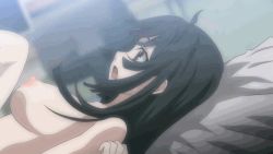 Rule 34 | 00s, animated, animated gif, black hair, blush, bouncing breasts, breasts, implied incest, implied sex, incest, itou moeko, large breasts, long hair, looking at another, mature female, mother and son, nipples, on bed, school days, screencap, sex, strip battle days 2