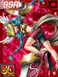 Rule 34 | 1girl, card (medium), digimon, digimon (creature), digimon collectors, female focus, lowres, minervamon, official art, olympos xii, shield, solo, sword, tagme, weapon