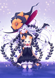 Rule 34 | 2girls, abigail williams (fate), abigail williams (third ascension) (fate), apple, ass, black bow, black dress, black footwear, black hat, black panties, blonde hair, bloomers, blue eyes, bow, bug, butterfly, commentary request, covered mouth, dress, dual persona, fate/grand order, fate (series), food, forehead, fruit, hair bow, hands up, hat, hat bow, highres, holding, holding food, insect, long hair, long sleeves, looking at viewer, multiple girls, orange bow, pale skin, panties, parted bangs, parted lips, polka dot, polka dot bow, print bow, purple eyes, red apple, reflection, revealing clothes, shoes, silver hair, skull print, sleeves past wrists, star (symbol), star print, underwear, uzu hi, v-shaped eyebrows, very long hair, white bloomers, witch hat