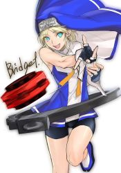 Rule 34 | 1boy, androgynous, artist request, blonde hair, blue eyes, bridget (guilty gear), character name, fingerless gloves, gloves, gradient background, guilty gear, guilty gear xx, habit, highres, long hair, male focus, nun, open mouth, smile, solo, trap, yo-yo