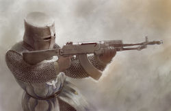 Rule 34 | 1boy, an-94, anachronism, armor, assault rifle, belt, chainmail, full armor, gradient background, gun, hauberk, helmet, knight, male focus, monochrome, rifle, sepia, simple background, solo, tabard, toy (toylord), upper body, weapon