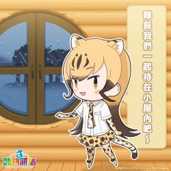 Rule 34 | 1girl, animal ears, cheetah (kemono friends), cheetah ears, cheetah girl, cheetah print, cheetah tail, chinese text, extra ears, highres, kemono friends, kemono friends 3, kurokw, looking at viewer, official art, solo, tail