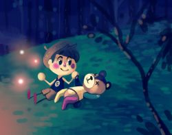 Rule 34 | animal crossing, beret, fireflies, grass, hat, lying on ground, miguel crossing, nintendo, stitches (animal crossing)