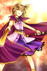 Rule 34 | 1girl, brown eyes, brown hair, cape, commentary request, earmuffs, feet out of frame, kutsuki kai, one-hour drawing challenge, pointy hair, purple cape, purple skirt, skirt, solo, touhou, toyosatomimi no miko