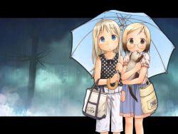 Rule 34 | 2girls, ana coppola, barasui, child, ferret, holding, holding umbrella, ichigo mashimaro, john, multiple girls, rain, sakuragi matsuri, umbrella, wallpaper