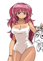 Rule 34 | 1girl, bad id, bad pixiv id, bracelet, breasts, casual one-piece swimsuit, cleavage, frog, hat, hinata natsumi, jewelry, jitome, keroro, keroro gunsou, large breasts, long hair, nekogasuki, aged up, one-piece swimsuit, pink hair, red eyes, short twintails, sketch, star (symbol), swimsuit, tan, taut clothes, taut swimsuit, twintails