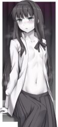 Rule 34 | 1girl, black hair, breasts, highres, long hair, no bra, small breasts, soukitsu, tohno akiha, tsukihime