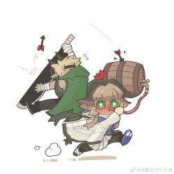 Rule 34 | 1boy, 1girl, alcohol, arknights, black legwear, coat, drinking straw, drinking straw in mouth, drunk, flower, flower on head, highres, holding, holding sword, holding weapon, horns, open clothes, open coat, pallas (arknights), sword, tagme, weapon, wine, zai chong ming wo da ni o