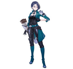 Rule 34 | 1girl, absurdres, armor, arrow (projectile), belt, black gloves, boots, breasts, cleavage, closed mouth, commentary request, corset, female focus, fire emblem, fire emblem: three houses, fire emblem heroes, full body, gloves, green jacket, highres, jacket, knee boots, looking at viewer, maeshima shigeki, medium breasts, nintendo, official art, open clothes, pale skin, pants, parted bangs, quiver, shamir nevrand, short hair, shoulder armor, simple background, solo, standing, white background