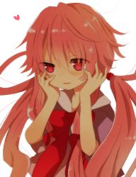 Rule 34 | 1girl, bow, gasai yuno, hair bow, hands on another&#039;s cheeks, hands on another&#039;s face, hands on own cheeks, hands on own face, heart, heart-shaped pupils, mirai nikki, nayu (rhododendron), pink hair, red eyes, solo, symbol-shaped pupils