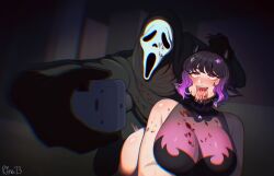 Rule 34 | breasts, dead by daylight, ghostface, highres, huge breasts, moomochi, multicolored hair, papulive, plump, rina megakuma (artist), selfie, tagme, virtual youtuber