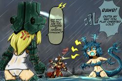 Rule 34 | 3girls, anger vein, armor, ass, bandeau, bay, bikini, bikini armor, bioluminescence, black hair, blonde hair, bloodycat, blue hair, cameltoe, check translation, cherno alpha, china, city, crimson typhoon, english text, extra arms, glowing, harbor, hong kong, jaeger (pacific rim), kaijuu, legendary pictures, long hair, mecha musume, mechanical arms, monster girl, multiple girls, night, ocean, one-piece swimsuit, otachi, pacific rim, pan pacific defense corps, personification, rain, real world location, roll of nickels (pacific rim), short hair, swimsuit, tail, thong, translated, translation request, victoria harbour, water, wet, wet clothes, white one-piece swimsuit