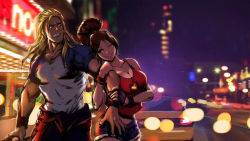 Rule 34 | 1boy, 1girl, andy bogard, breasts, cleavage, large breasts, long hair, official art, ponytail, shiranui mai, snk, the king of fighters, the king of fighters destiny