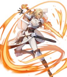 Rule 34 | 1girl, arm guards, armor, belt, blonde hair, blue eyes, boobplate, breastplate, breasts, catherine (fire emblem), closed mouth, dark-skinned female, dark skin, female focus, fire emblem, fire emblem: three houses, fire emblem heroes, full body, gloves, grin, highres, holding, holding sword, holding weapon, knee pads, long hair, long sleeves, looking at viewer, nintendo, official art, p-nekor, pants, parted bangs, puffy sleeves, sheath, shoulder armor, smile, solo, sword, transparent background, weapon, white pants