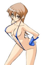 Rule 34 | 1girl, ass, bent over, breasts, butt crack, cleavage, hajime shindo, konami, large breasts, lips, makeup, navel, pink lips, sideboob, slingshot swimsuit, standing, swimsuit, tagme, tenjouin asuka, thick thighs, thighs, yu-gi-oh!, yu-gi-oh! gx