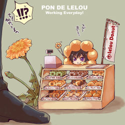 Rule 34 | 1boy, brand name imitation, chibi, code geass, cosplay, dandelion, doughnut, flower, food, food as clothes, lelouch vi britannia, male focus, mecco, mini person, miniboy, mister donut, old-fashioned doughnut, parody, pon de lion, pon de lion (cosplay), solo