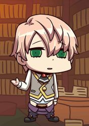 Rule 34 | 1boy, april fools, blonde hair, chibi, clothes pull, fate/grand order, fate/prototype, fate/prototype: fragments of blue and silver, fate (series), green eyes, jekyll and hyde (fate), male focus, pants, pants pull, riyo (lyomsnpmp), solo