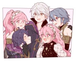 Rule 34 | 2boys, 3girls, artist request, aunt and niece, bare shoulders, blush, braid, breasts, brother and sister, cape, family, father and daughter, father and son, fire emblem, fire emblem awakening, fire emblem fates, fire emblem heroes, gloves, grandfather and granddaughter, grandmother and granddaughter, grey hair, hairband, husband and wife, inigo (fire emblem), jewelry, laslow (fire emblem), long hair, midriff, morgan (female) (fire emblem), morgan (fire emblem), mother and daughter, mother and son, multiple boys, multiple girls, navel, nintendo, olivia (fire emblem), open mouth, pink hair, ponytail, robin (fire emblem), robin (male) (fire emblem), siblings, smile, soleil (fire emblem), tiara, twin braids, white hair