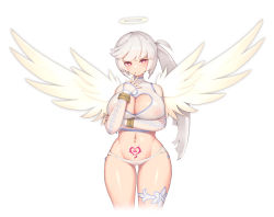 Rule 34 | 1girl, absurdres, angel wings, bracelet, breasts, cameltoe, center opening, chinese clothes, cleavage cutout, clothing cutout, commission, copyright request, halo, highres, huge breasts, jewelry, long hair, looking at viewer, navel piercing, nipple piercing, pepper0, piercing, pubic tattoo, simple background, smile, solo, tagme, tattoo, tongue, tongue out, white background, wings