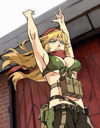 Rule 34 | 1girl, ak-47 (girls&#039; frontline), armpits, belt, beret, bikini, black belt, black shorts, blonde hair, breasts, brick wall, chinese commentary, commentary, commentary request, dancing, floating hair, front-tie bikini top, front-tie top, girls&#039; frontline, green bikini, green eyes, hands up, hat, large breasts, long hair, looking ahead, meme, mixed-language commentary, no shirt, nose, parody, photo-referenced, pouch, red hat, red scarf, ruukii drift, scarf, shorts, smirk, solo, standing, swimsuit