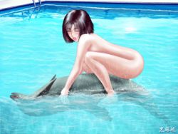 Rule 34 | animated, animated gif, bestiality, cowgirl position, dolphin, girl on top, looping animation, lowres, nude, pool, qvga, sex, straddling, vaginal, water
