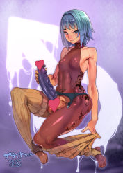 Rule 34 | 1boy, abs, artist name, bad id, bad pixiv id, beige legwear, blue background, blue eyes, blue hair, censored, closed mouth, collarbone, condom, condom on penis, covered erect nipples, covered navel, crotch cutout, dated, erection, eyes visible through hair, f.s., full body, garter belt, hair intakes, hand on own penis, has uncensored version, heart, heart censor, highres, large penis, looking at viewer, male focus, mars symbol, original, penis, puffy nipples, shiny clothes, sitting, skin tight, sleeveless, smile, solo, stirrup legwear, testicles, thighhighs, thighhighs pull, toeless legwear, toes, trap, veins, veiny penis