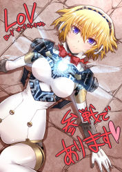 Rule 34 | 1girl, aegis (persona), android, atlus, blonde hair, blue eyes, bow, headphones, heart, joints, megami tensei, persona, persona 3, robot joints, segami daisuke, shin megami tensei, short hair, smile, solo, spoilers, translation request