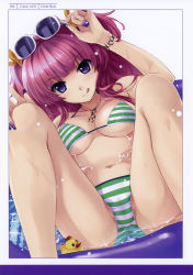 Rule 34 | 1girl, :q, absurdres, bikini, blue eyes, bracelet, breasts, cameltoe, cleavage, fingernails, highres, image sample, jewelry, large breasts, long fingernails, long hair, misaki kurehito, nail art, nail polish, original, pink hair, purple eyes, purple hair, purple nails, solo, spread legs, string bikini, striped bikini, striped clothes, sunglasses, swimsuit, tongue, tongue out, twintails, underboob, wading pool, wet