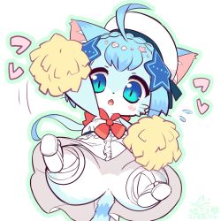 Rule 34 | 1girl, akurara (cat busters), artist request, blue eyes, blue hair, cat, cat busters, furry, furry female, open mouth, solo
