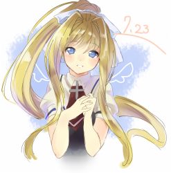 Rule 34 | 00s, 1girl, air (visual novel), blonde hair, blue eyes, kamio misuzu, long hair, natasha (pommier), ponytail, school uniform, very long hair