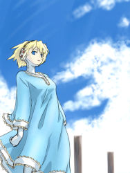 Rule 34 | aegis (persona), android, atlus, blonde hair, blue eyes, cloud, day, dress, michael f91, ocean, persona, persona 3, sky, solo