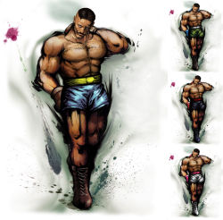 Rule 34 | 1boy, abs, alternate costume, boxing gloves, capcom, dark skin, dark-skinned male, dudley, facial hair, kaiwai, male focus, muscular, mustache, topless male, shorts, street fighter, street fighter iii (series), street fighter iv (series)