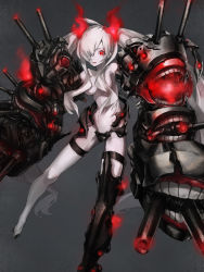 Rule 34 | 10s, 1girl, abyssal ship, bad id, bad pixiv id, breasts, censored, convenient censoring, highres, kantai collection, long hair, neco, pale skin, personification, red eyes, solo, southern ocean war princess, twintails, white hair