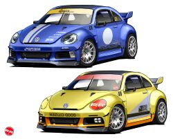 Rule 34 | asterozoa, car, commentary, english commentary, highres, motor vehicle, no humans, original, race vehicle, racecar, shadow, simple background, spoiler (automobile), variations, vehicle focus, volkswagen, volkswagen beetle, white background