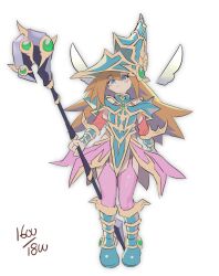 Rule 34 | 1girl, armor, blue hat, brown hair, duel monster, female focus, hat, highres, long hair, magician&#039;s valkyria, solo, yu-gi-oh!