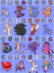 Rule 34 | akai (ugokashitari), combination, fins, mermaid, monster girl, pixel art, plant girl, tagme, werewolf