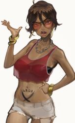 bra dark dark-skinned_female dark_skin highres michiko_to_hacchin midriff non-web_source see-through_clothes sunglasses underwear