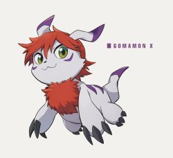 Rule 34 | claws, digimon, gomamon, gomamon x-antibody, green eyes, red fur, red hair, solo, tail