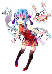 Rule 34 | 1girl, :d, black thighhighs, blue eyes, bracelet, china dress, chinese clothes, date a live, double bun, dress, full body, gyaza, hair bun, hair ornament, jewelry, leaning forward, looking at viewer, open mouth, red dress, red footwear, shiny clothes, shiny skin, short dress, short hair with long locks, sidelocks, silver hair, sleeveless, sleeveless dress, smile, solo, standing, thighhighs, yoshino (date a live), yoshinon