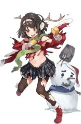 Rule 34 | 10s, 1girl, antlers, full body, horns, kantai collection, official art, parsley, parsley-f, snowman, solo, tanikaze (kancolle), torn clothes, turret