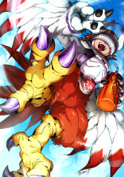 Rule 34 | belt, claws, digimon, feathers, flying, mask, silphymon, smile