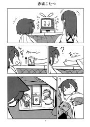 Rule 34 | 10s, 3girls, akagi (kancolle), comic, fairy (kancolle), greyscale, highres, hiryuu (kancolle), kantai collection, monochrome, multiple girls, page number, shishigami (sunagimo), translation request, type 99 dive bomber, aged down