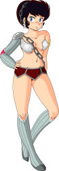 Rule 34 | 1girl, armor, benten (urusei yatsura), blue eyes, breastplate, breasts, chain, cleavage, tagme, urusei yatsura