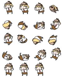 Rule 34 | 1girl, absurdres, alt text, blonde hair, hair ornament, hat, highres, hololive, hololive english, multiple views, necktie, open mouth, plaid, plaid skirt, red neckwear, shirt, simple background, skirt, smile, smol ame, sprite sheet, tagme, transparent background, virtual youtuber, walfie, watson amelia, white background, white shirt