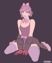 Rule 34 | 1girl, bow, bowtie, heroes of the storm, kalruna, orphea (heroes of the storm), purple eyes, purple hair, thighhighs