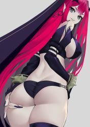 Rule 34 | 1girl, ass, back, baobhan sith (fate), baobhan sith (second ascension) (fate), bare shoulders, black panties, bracelet, breasts, bridal gauntlets, butt crack, detached sleeves, earrings, fate/grand order, fate (series), grey eyes, highres, jewelry, large breasts, long hair, looking at viewer, looking back, nail polish, open mouth, panties, pink hair, pointy ears, rahato, revealing clothes, sideboob, sidelocks, smile, solo, thigh strap, thighs, tiara, underwear, veil